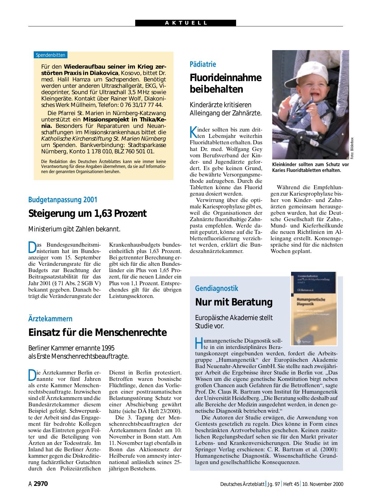 Vorschauseite 1: Ärztekammern: Einsatz für die Menschenrechte