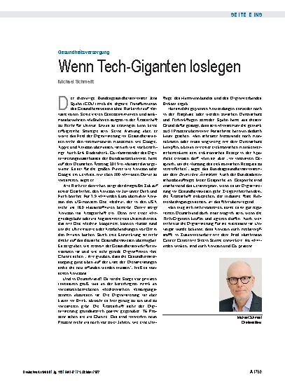 Vorschauseite 1: Gesundheitsversorgung: Wenn Tech-Giganten loslegen