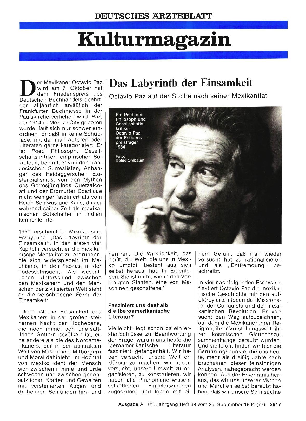 Vorschauseite 1: Das Labyrinth der Einsamkeit: Octavio Paz auf der Suche nach seiner Mexikanität
