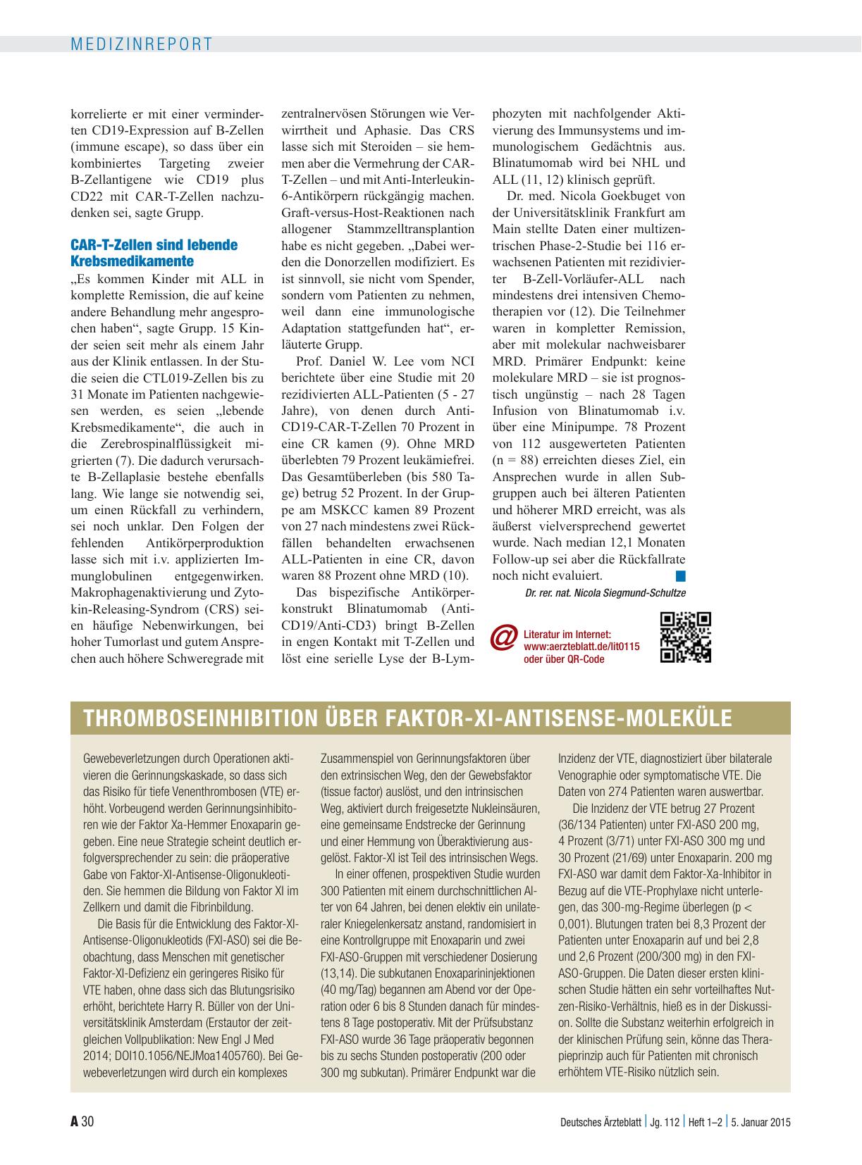 Vorschauseite 3: 56. Jahrestagung der American Society of Hematology: Ziel ist die therapiefreie Remission