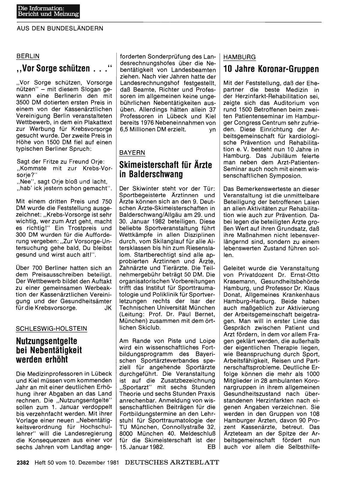 Vorschauseite 1: BERLIN: „Vor Sorge schützen. .. "