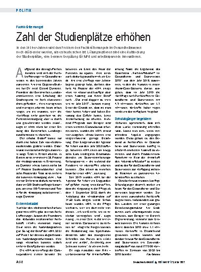Vorschauseite 1: Fachkräftemangel: Zahl der Studienplätze erhöhen
