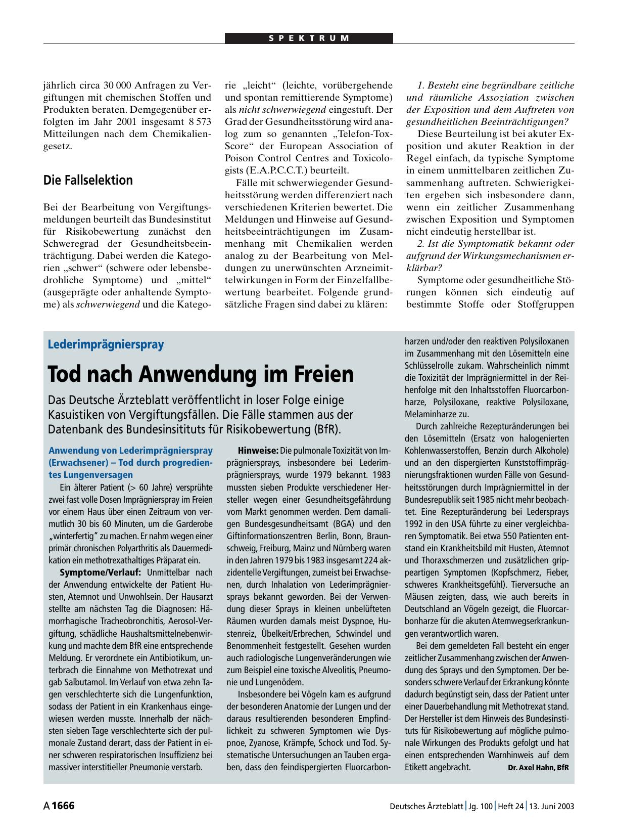 Vorschauseite 1: Lederimprägnierspray: Tod nach Anwendung im Freien