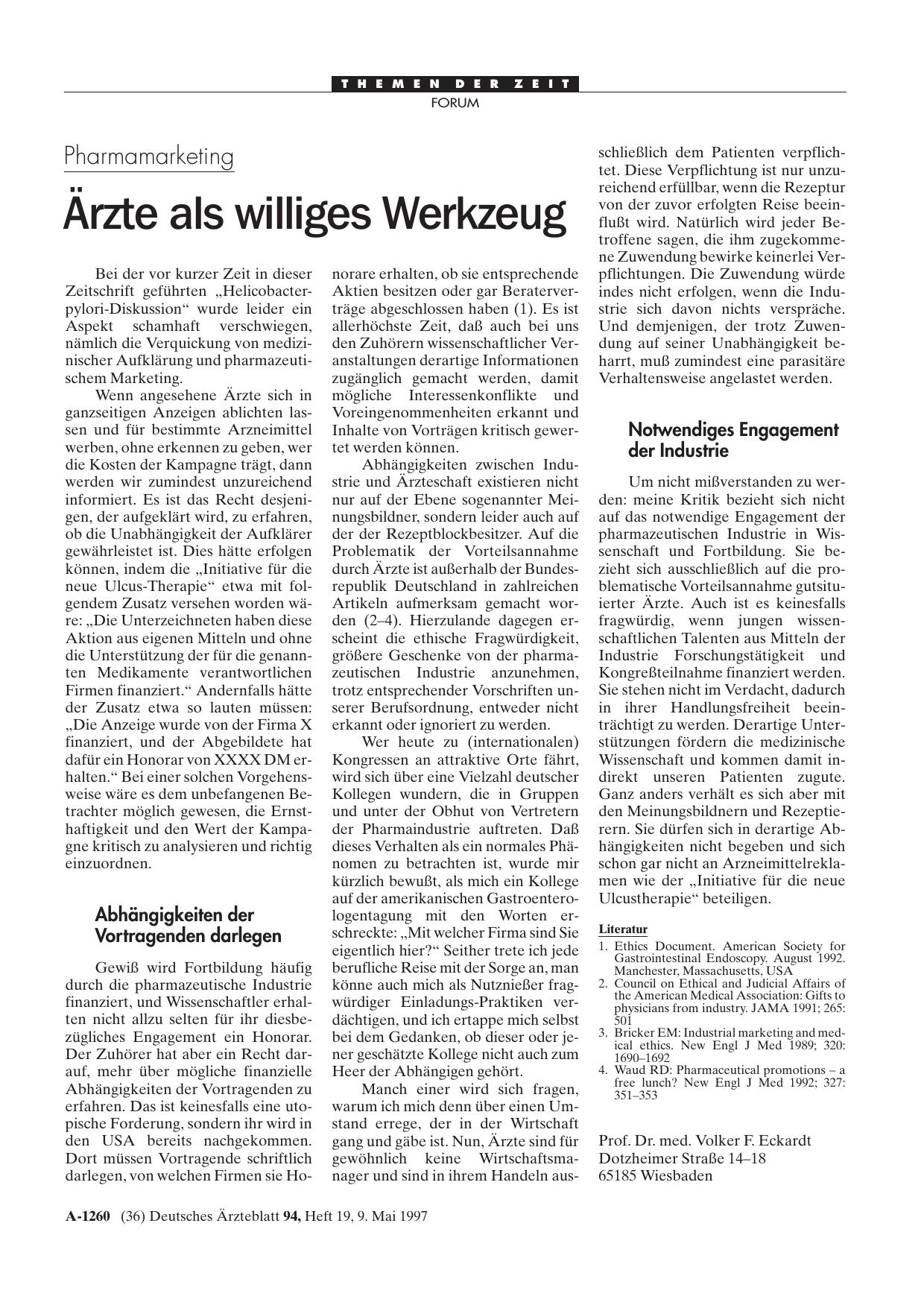 Vorschauseite 1: Pharmamarketing: Ärzte als williges Werkzeug