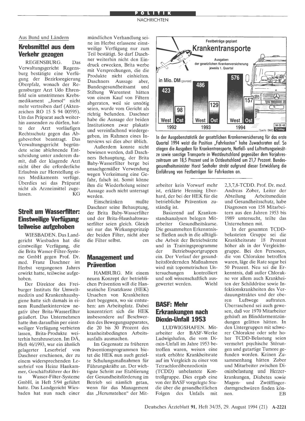 Vorschauseite 1: BASF: Mehr Erkrankungen nach Dioxin-Unfall 1953