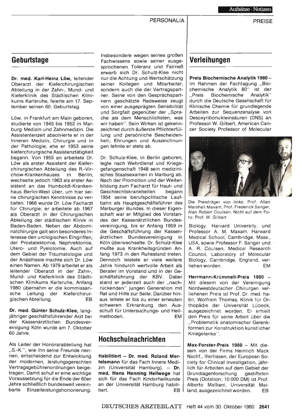 Vorschauseite 1: Verleihungen