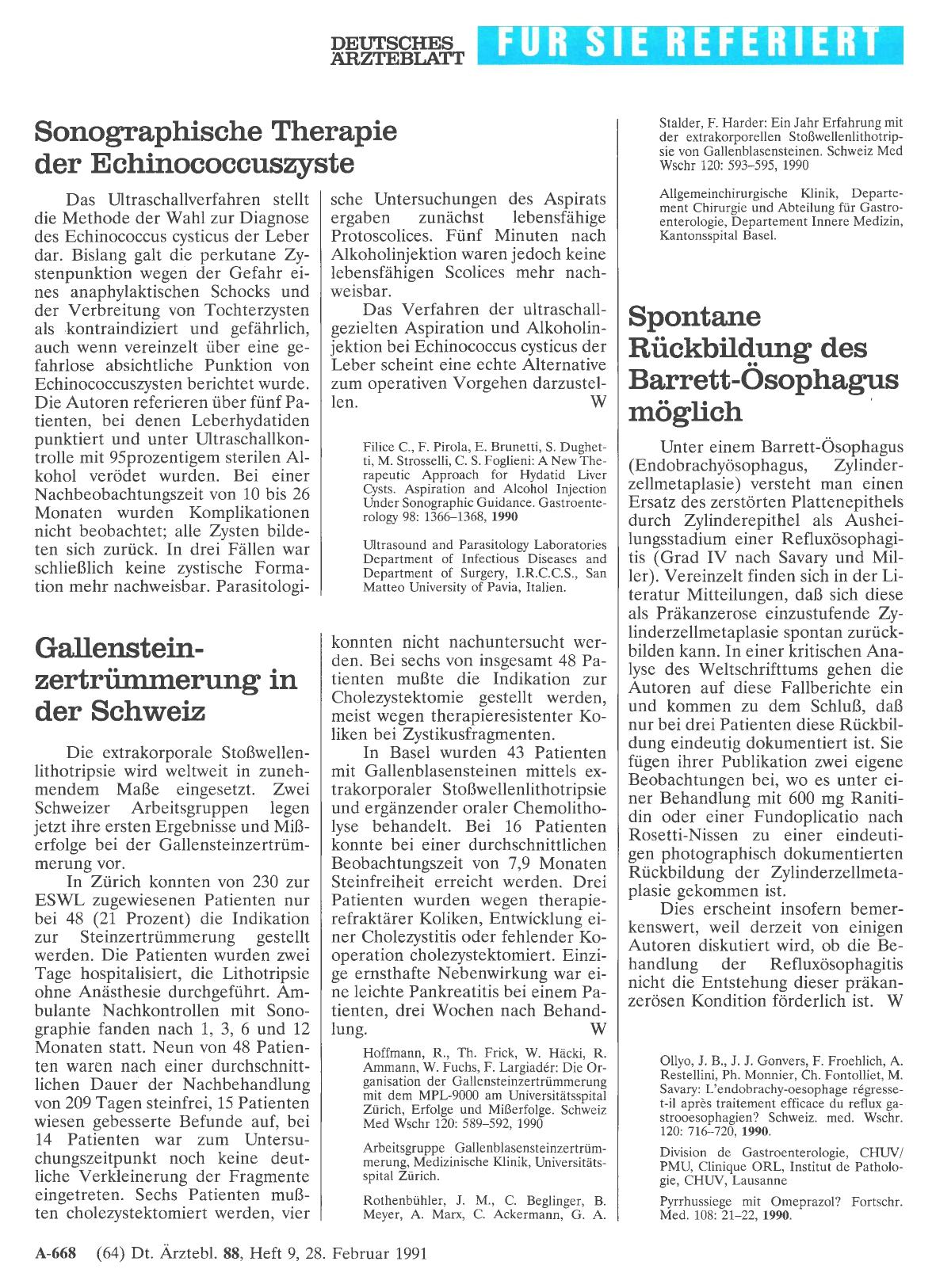 Vorschauseite 1: Sonographische Therapie der Echinococcuszyste
