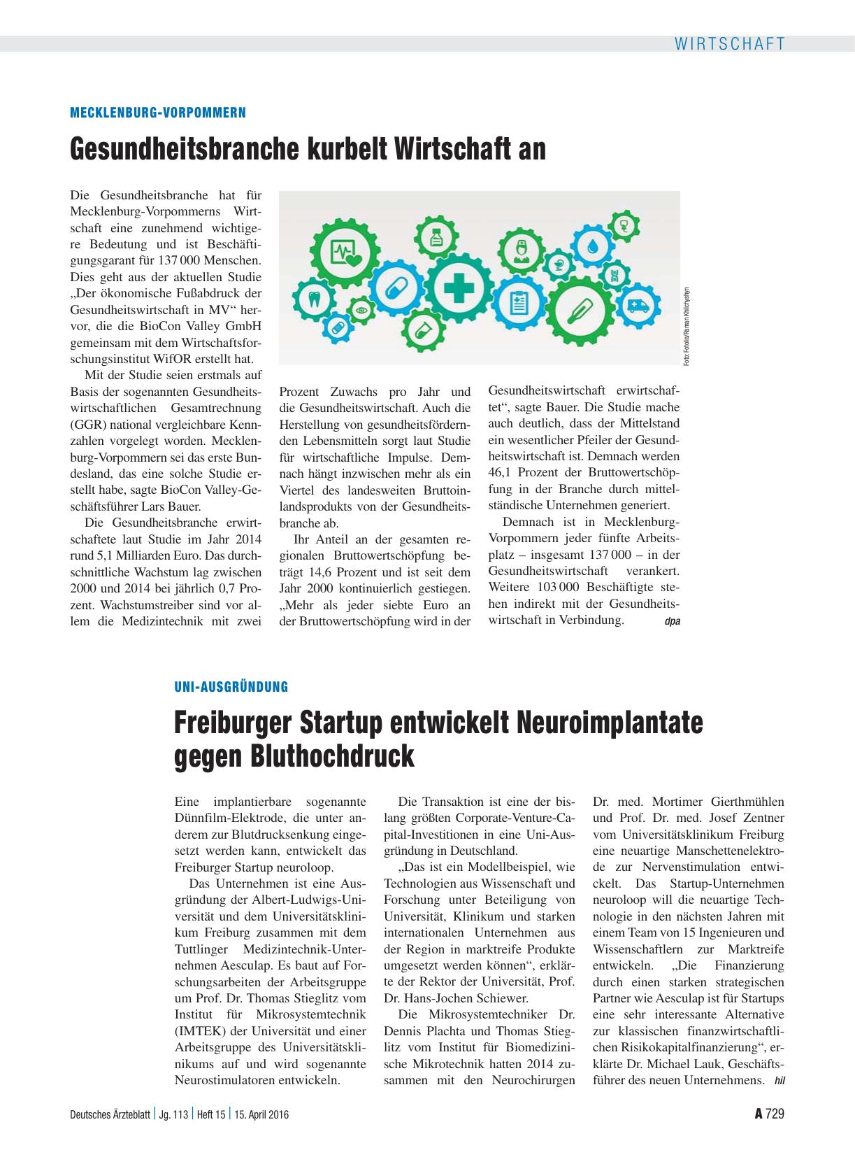 Vorschauseite 1: Mecklenburg-Vorpommern: Gesundheitsbranche kurbelt Wirtschaft an
