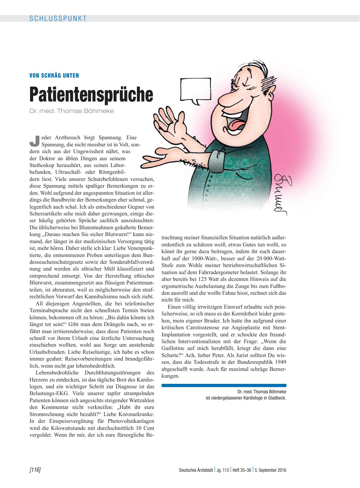 Vorschauseite 1: Von schräg unten: Patientensprüche