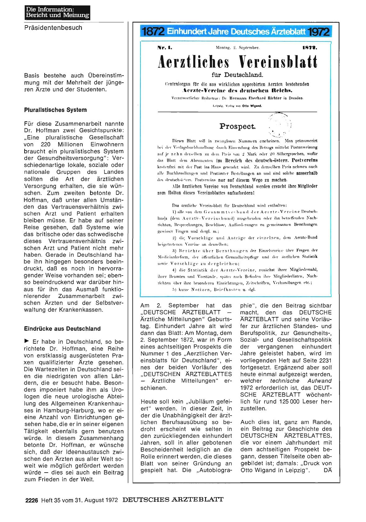 Vorschauseite 1: Am 2. September hat das DEUTSCHE ÄRZTEBLATT Geburtstag
