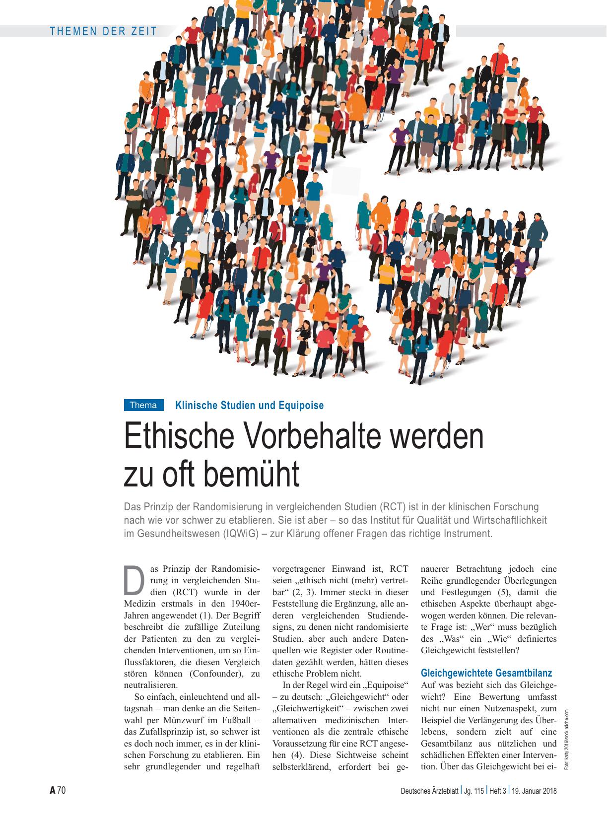 Vorschauseite 1: Klinische Studien und Equipoise: Ethische Vorbehalte werden zu oft bemüht