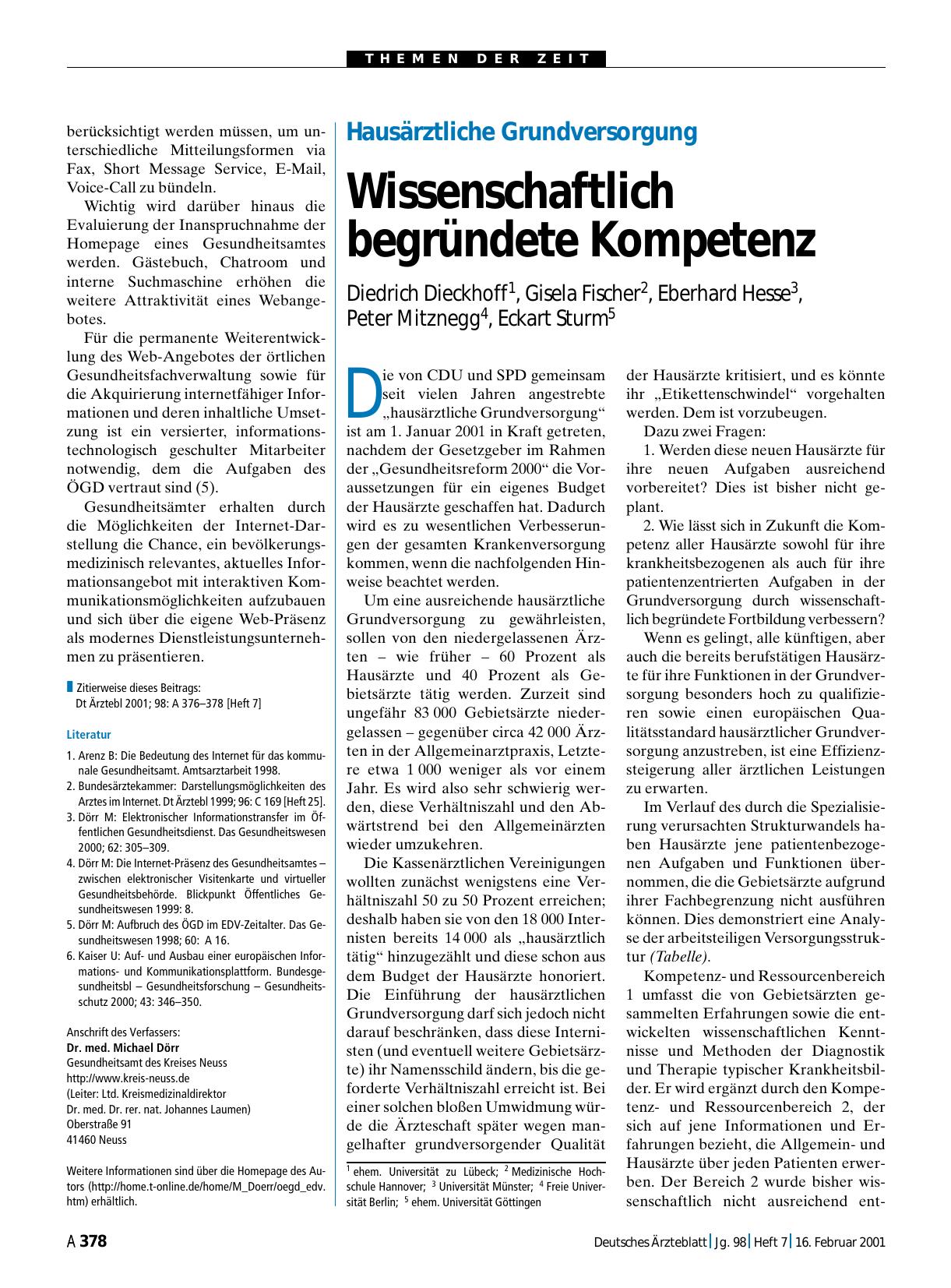 Vorschauseite 1: Hausärztliche Grundversorgung: Wissenschaftlich begründete Kompetenz
