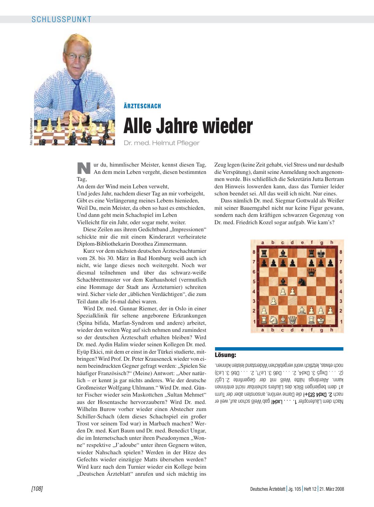 Vorschauseite 1: ÄrzteSchach: Alle Jahre wieder