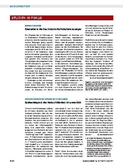 Vorschauseite 1: Morbus Parkinson: Biomarker in der Haut könnte die Frühphase anzeigen