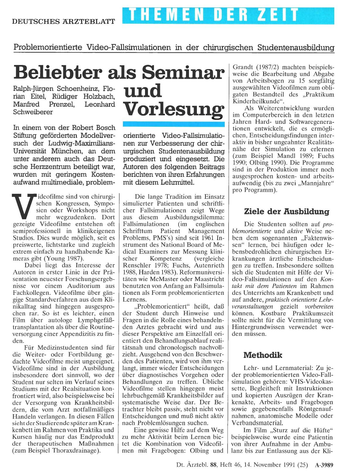 Vorschauseite 1: Beliebter als Seminar und Vorlesung: Problemorientierte Video-Fallsimulationen in der chirurgischen Studentenausbildung