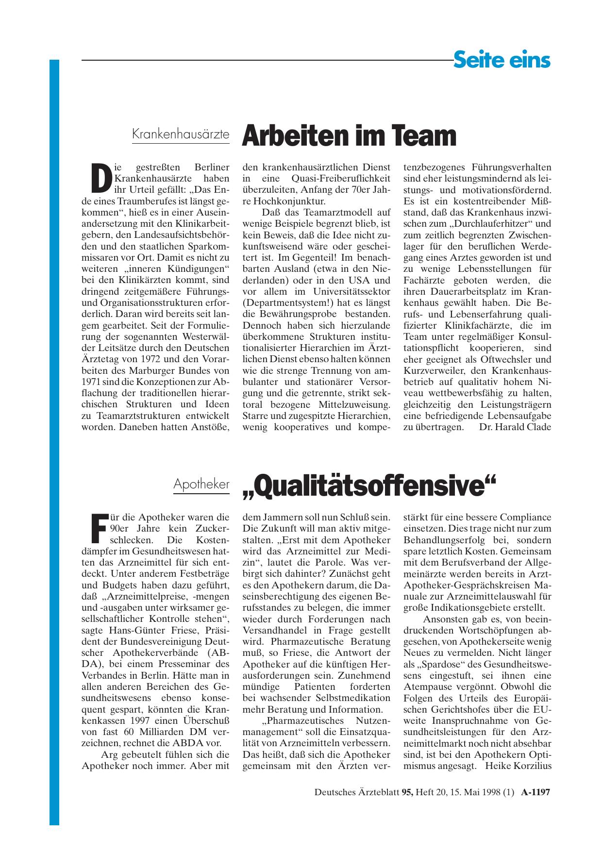 Vorschauseite 1: Krankenhausärzte: Arbeiten im Team