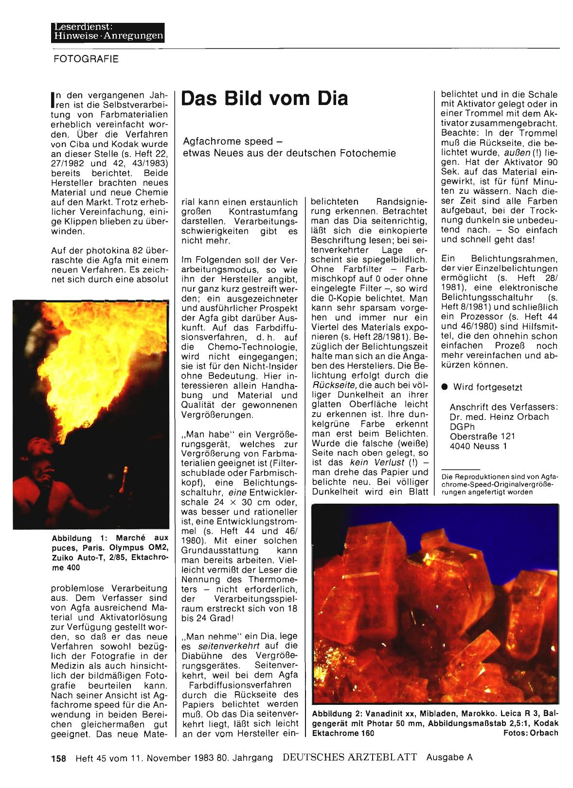 Vorschauseite 1: Das Bild vom Dia: Agfachrome speed — etwas Neues aus der deutschen Fotochemie