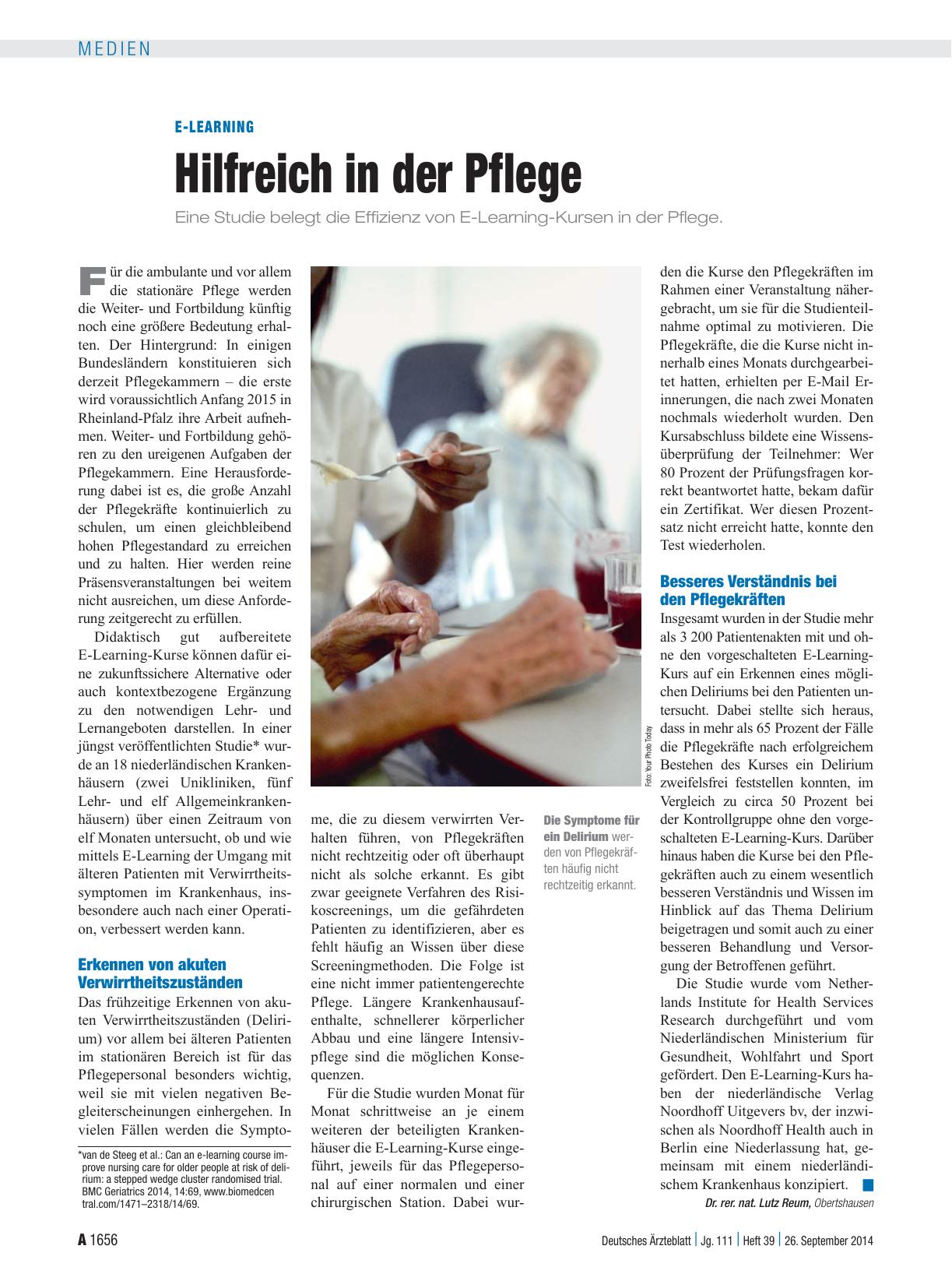 Vorschauseite 1: E-Learning: Hilfreich in der Pflege