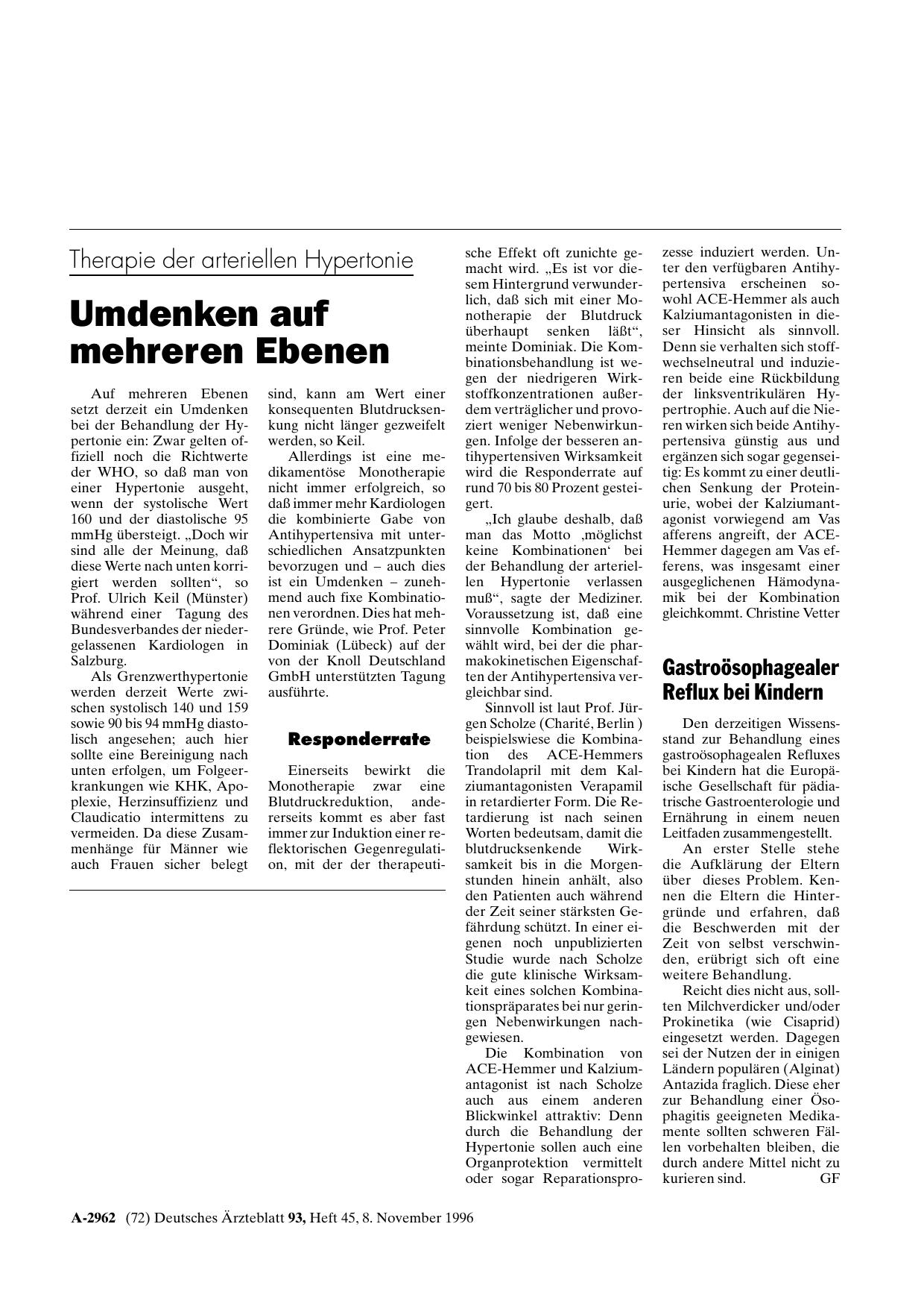 Vorschauseite 1: Gastroösophagealer Reflux bei Kindern