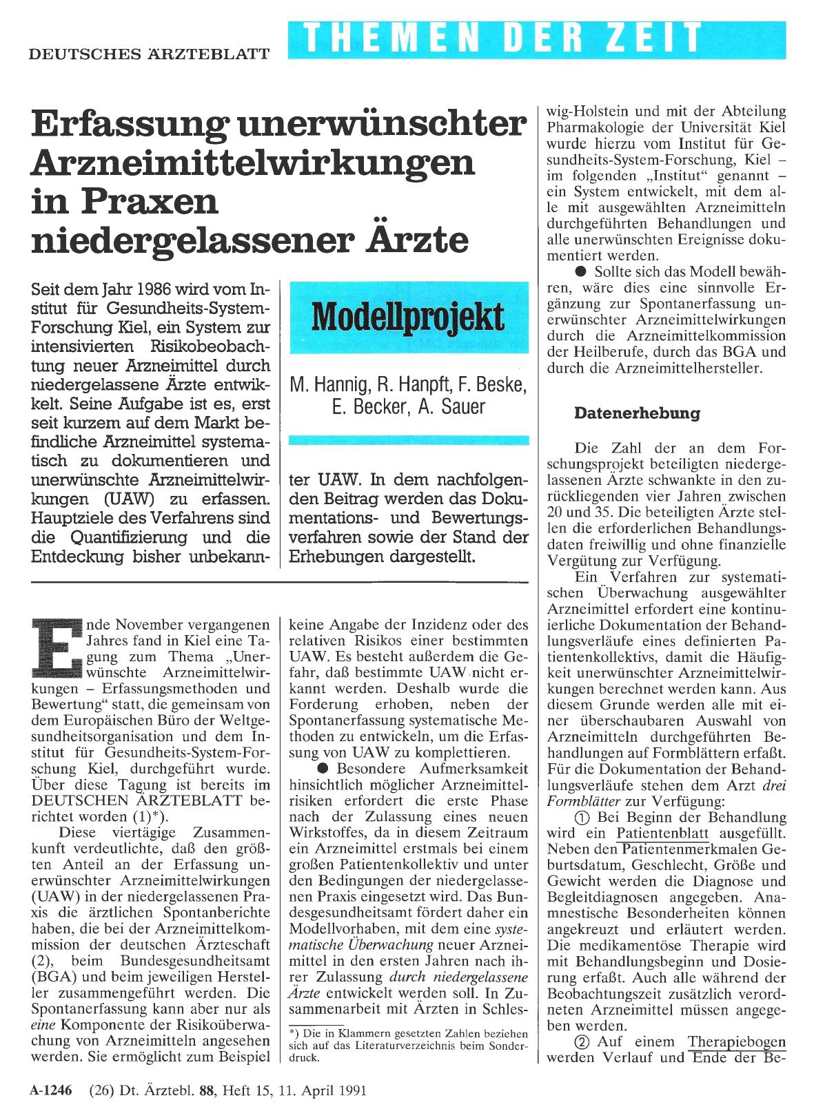Vorschauseite 1: Erfassung unerwünschter Arzneimittelwirkungen in Praxen niedergelassener Ärzte