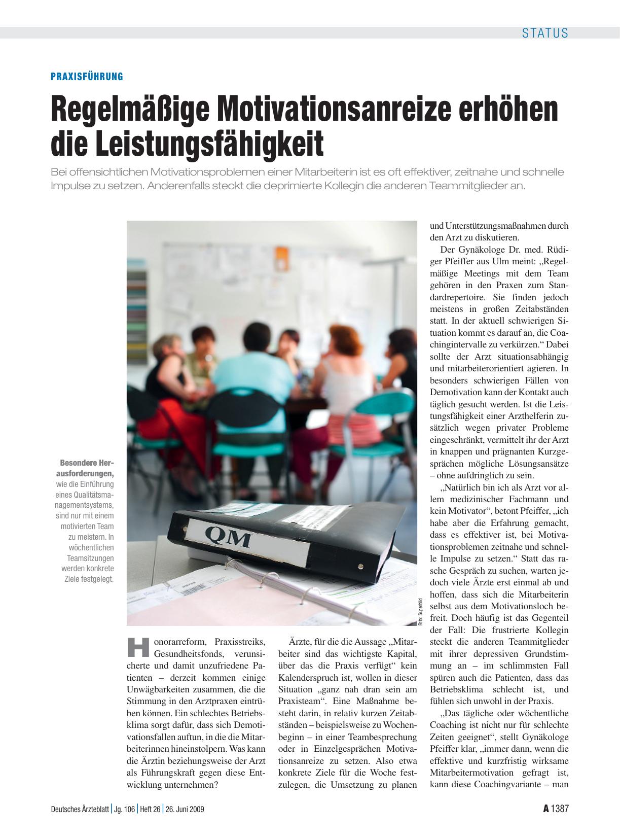 Vorschauseite 1: Praxisführung: Regelmäßige Motivationsanreize erhöhen die Leistungsfähigkeit