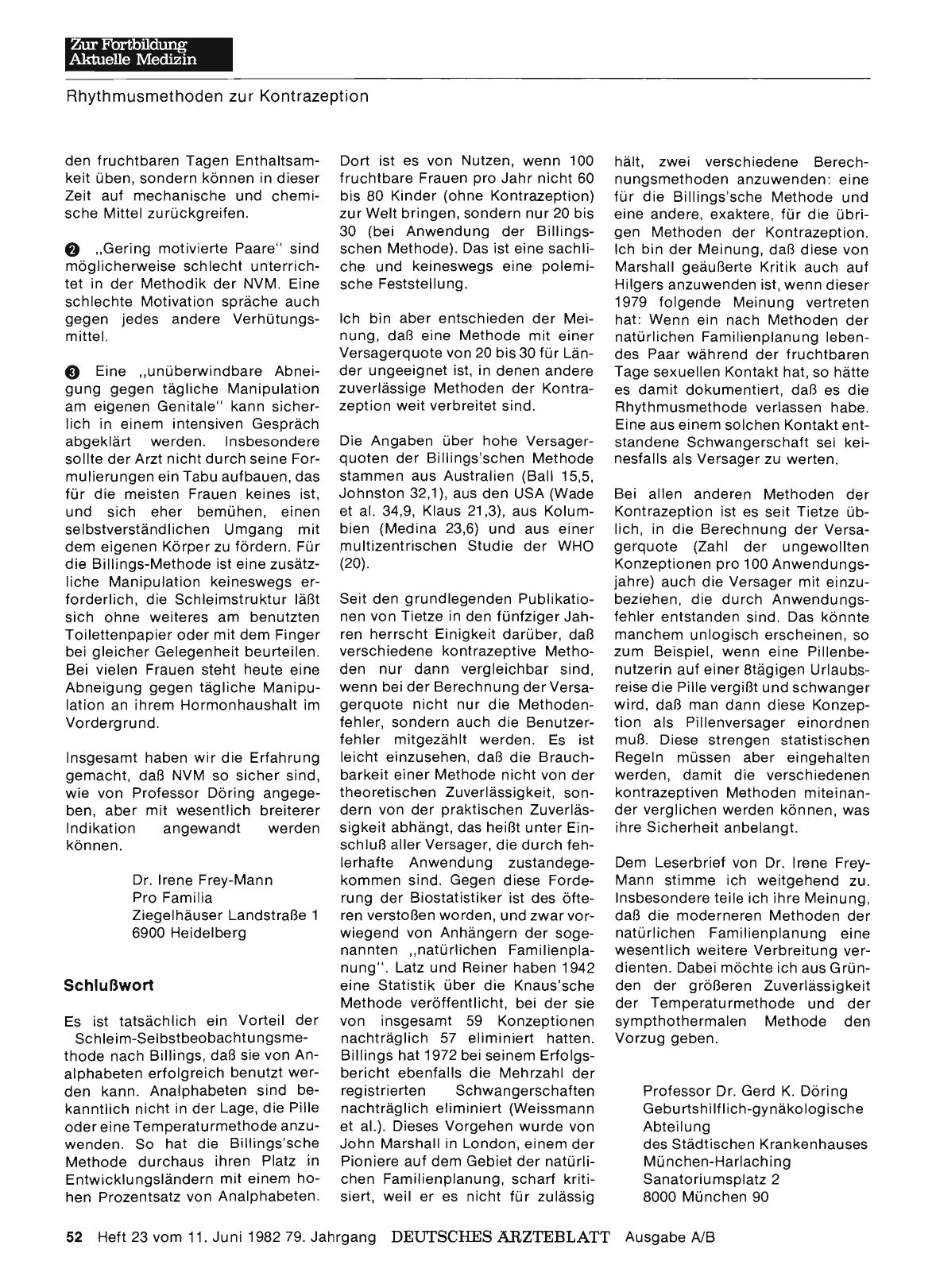 Vorschauseite 1: Rhythmusmethoden zur Empfängnisverhütung: Schlußwort