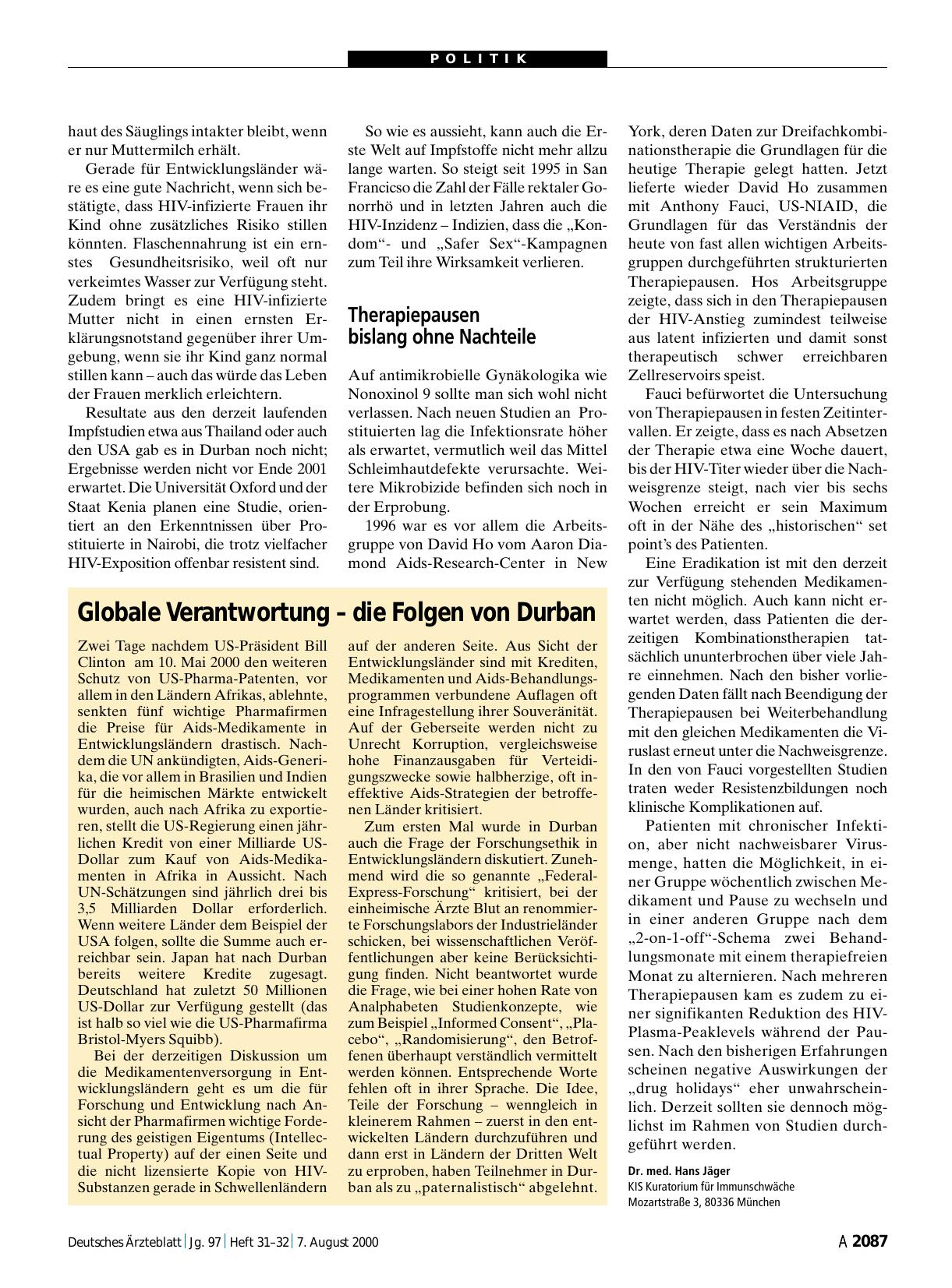 Vorschauseite 1: Globale Verantwortung – die Folgen von Durban