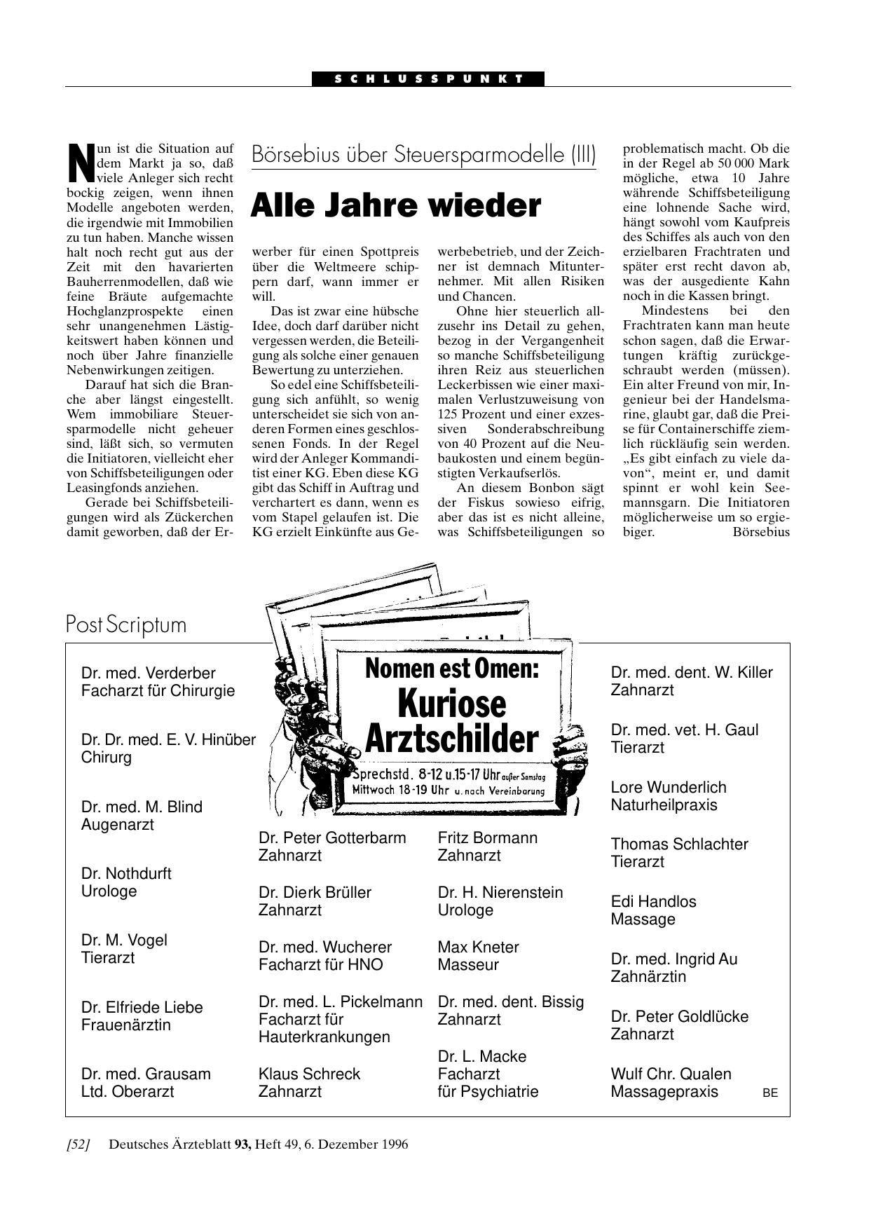 Vorschauseite 1: Nomen est Omen: Kuriose Arztschilder