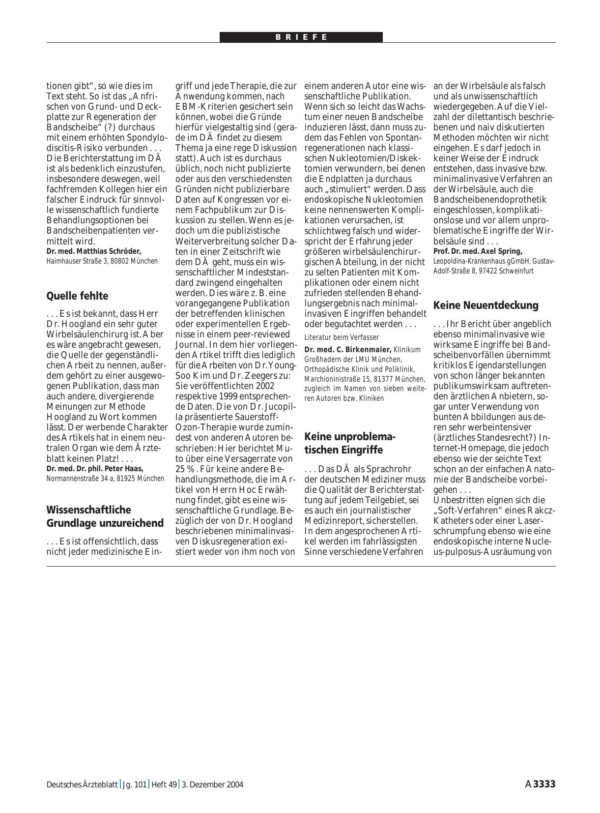 Vorschauseite 1: WBS-Chirurgie: Wissenschaftliche Grundlage unzureichend