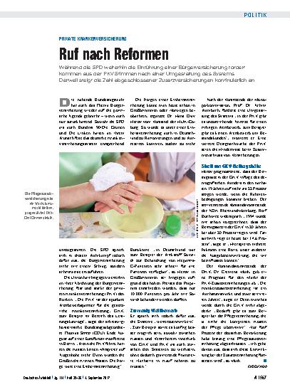 Vorschauseite 1: Private Krankenversicherung: Ruf nach Reformen