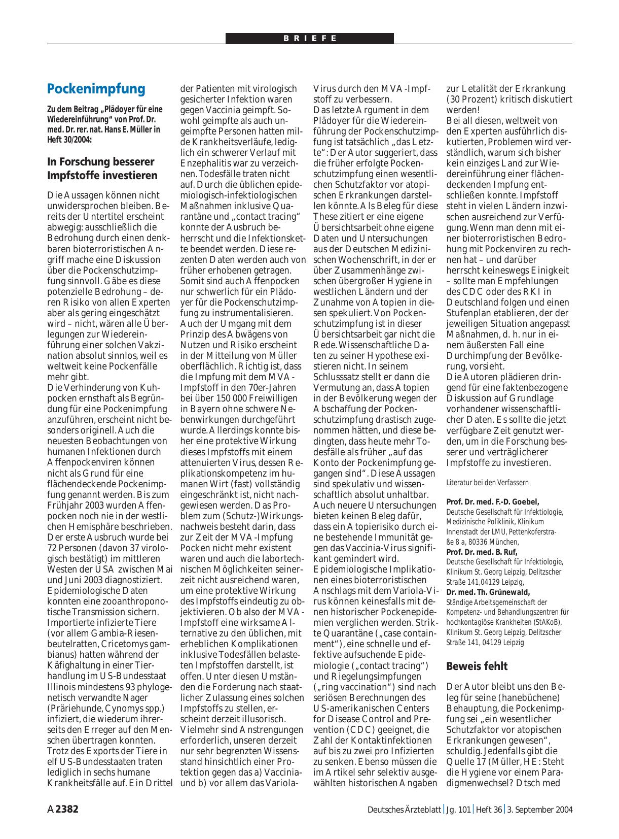 Vorschauseite 1: Pockenimpfung: Beweis fehlt