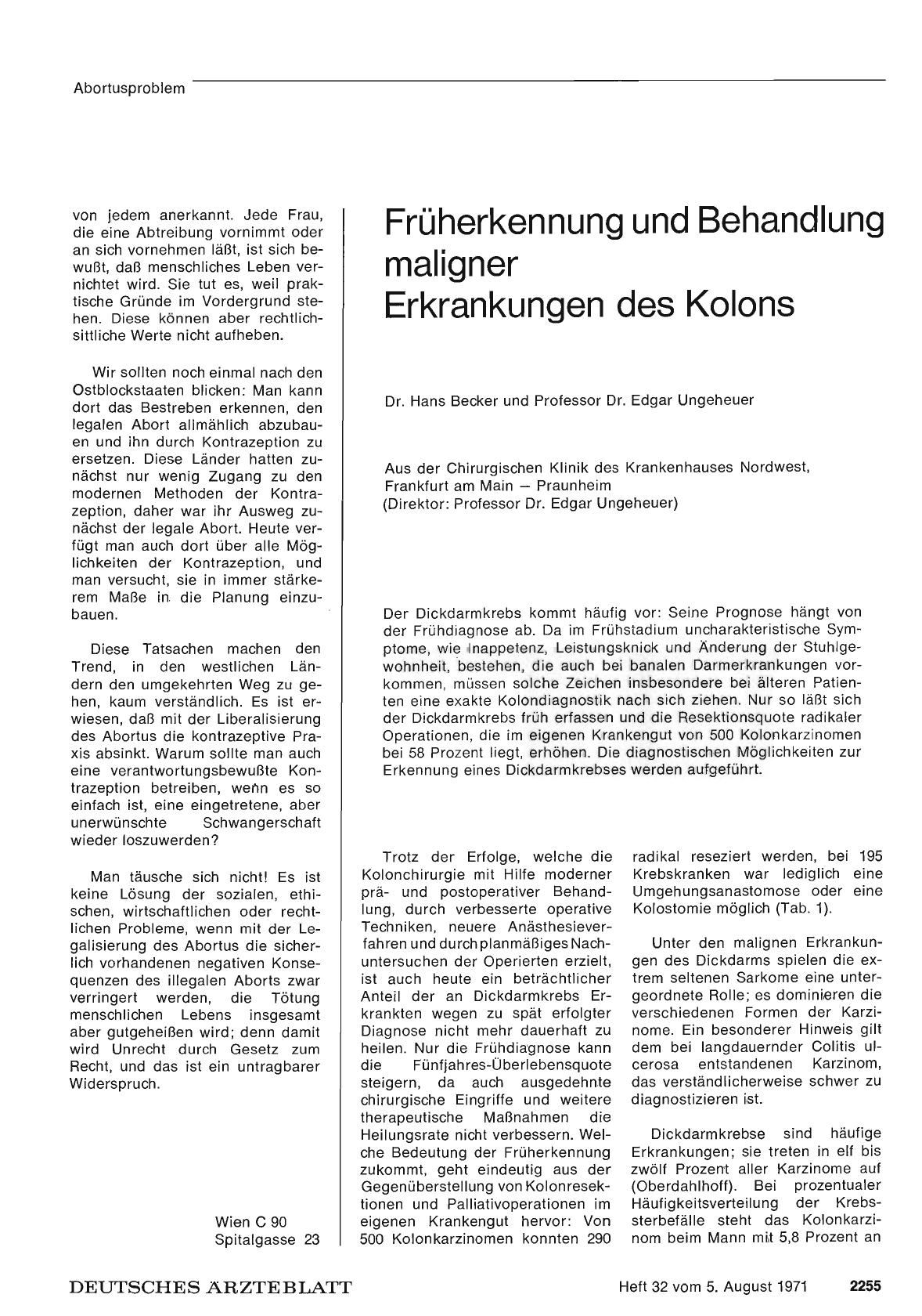 Vorschauseite 1: Früherkennung und Behandlung maligner Erkrankungen des Kolons