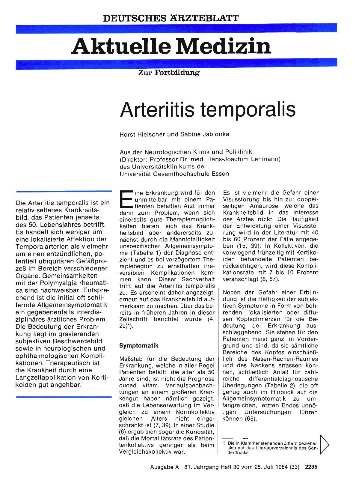 Vorschauseite 1: Arteriitis temporalis