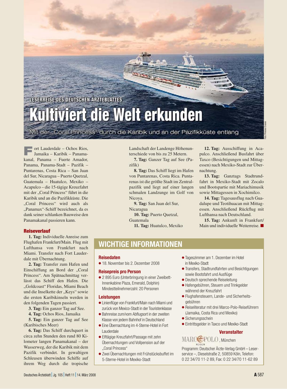 Vorschauseite 1: Leserreise des Deutschen Ärzteblattes: Kultiviert die Welt erkunden