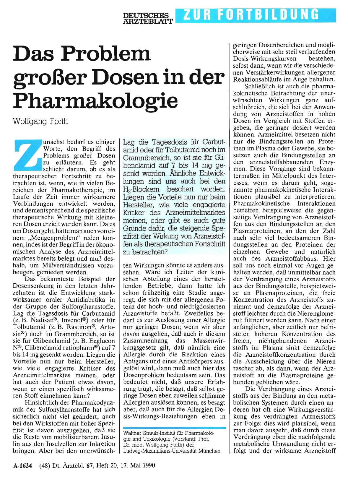Vorschauseite 1: Das Problem großer Dosen in der Pharmakologie