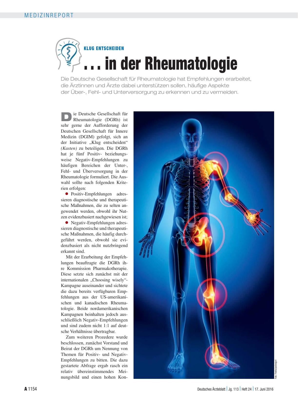 Vorschauseite 1: Klug entscheiden: .. . in der Rheumatologie