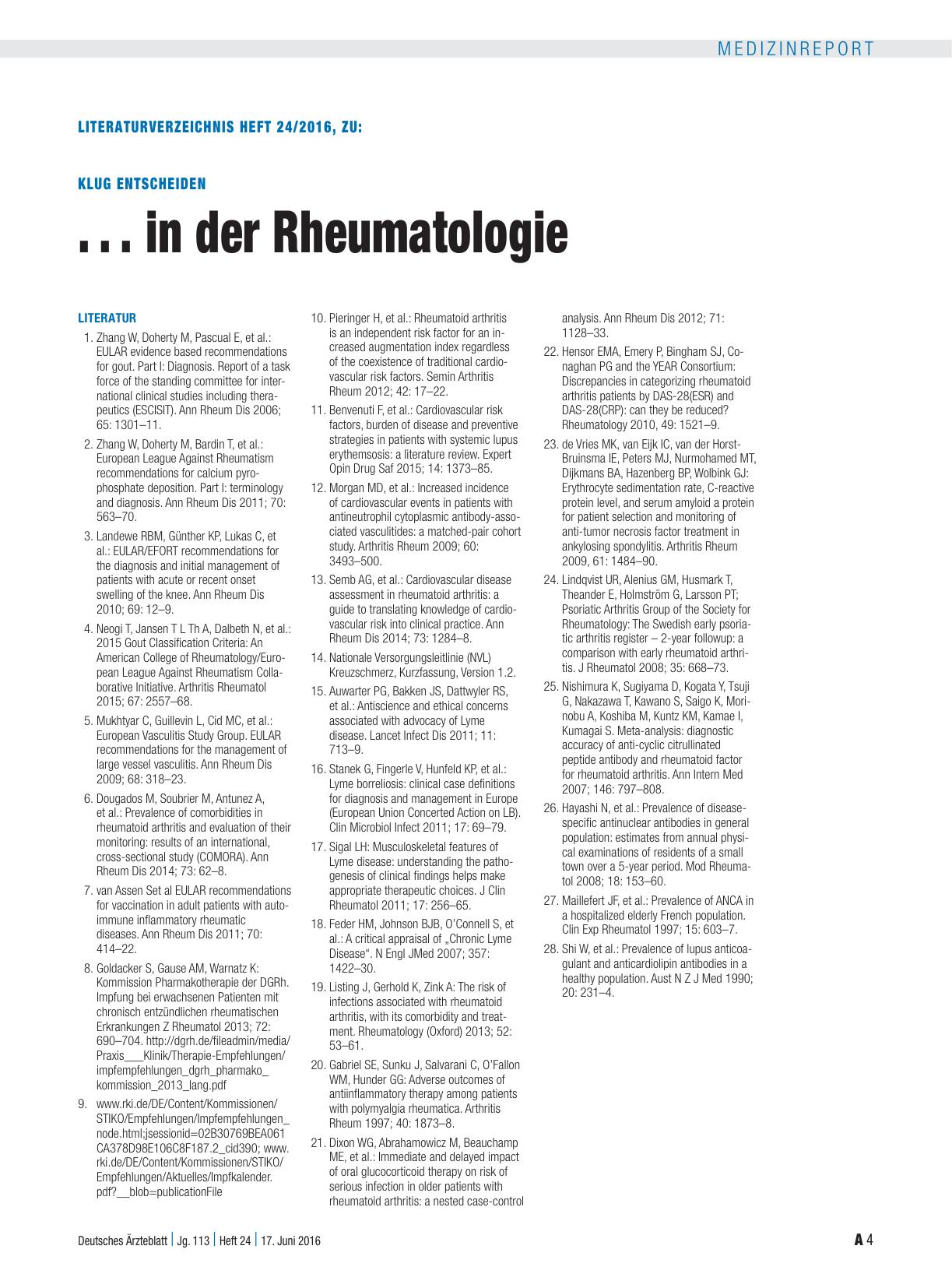 Vorschauseite 4: Klug entscheiden: .. . in der Rheumatologie