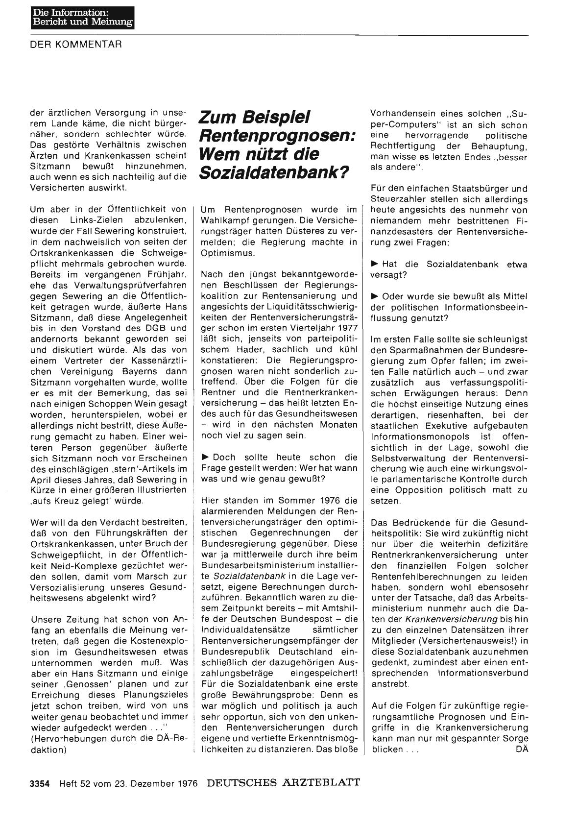 Vorschauseite 1: Zum Beispiel Rentenprognosen: Wem nützt die Sozis/datenbank?