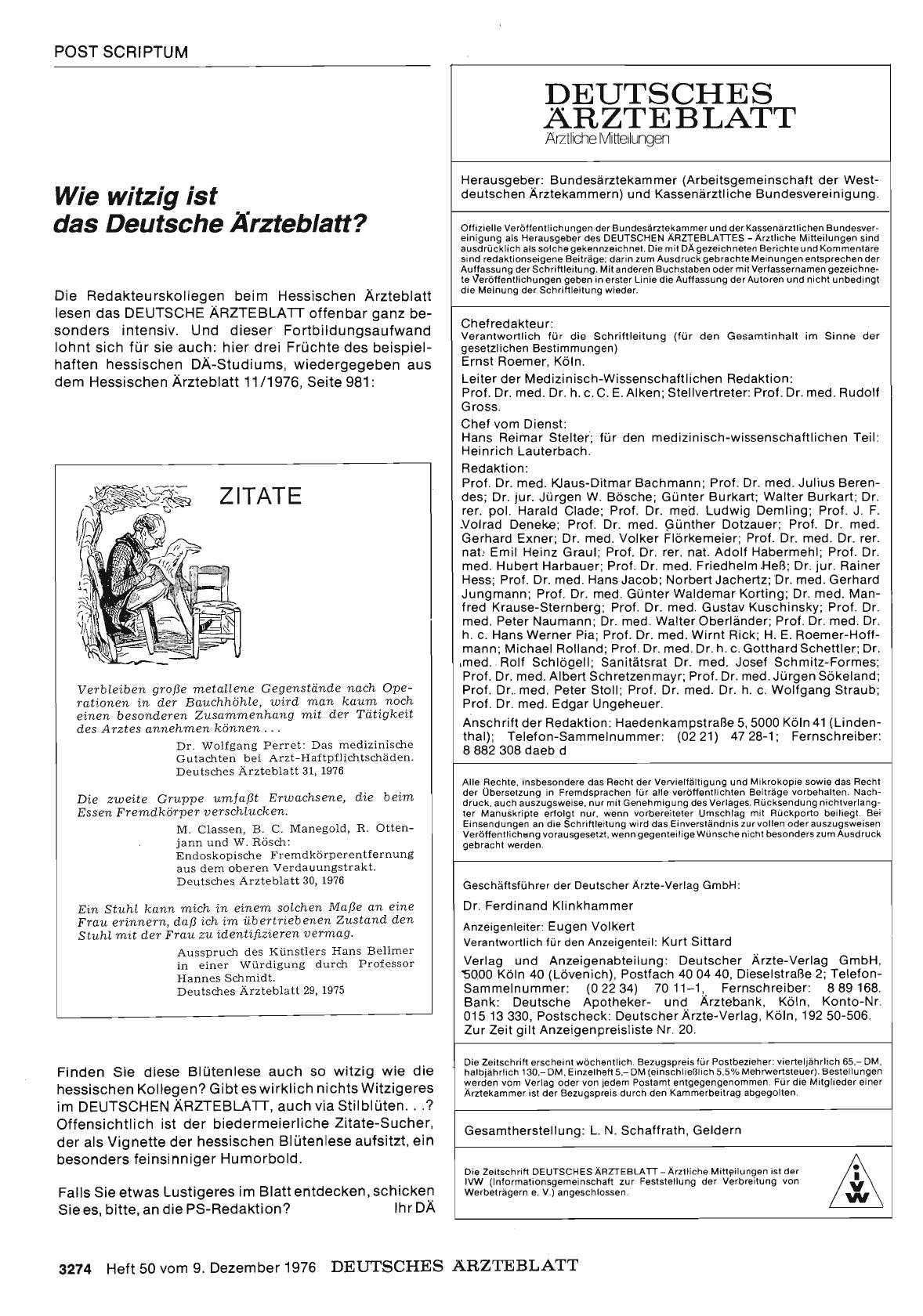 Vorschauseite 1: Wie witzig ist das Deutsche Ärzteblatt?