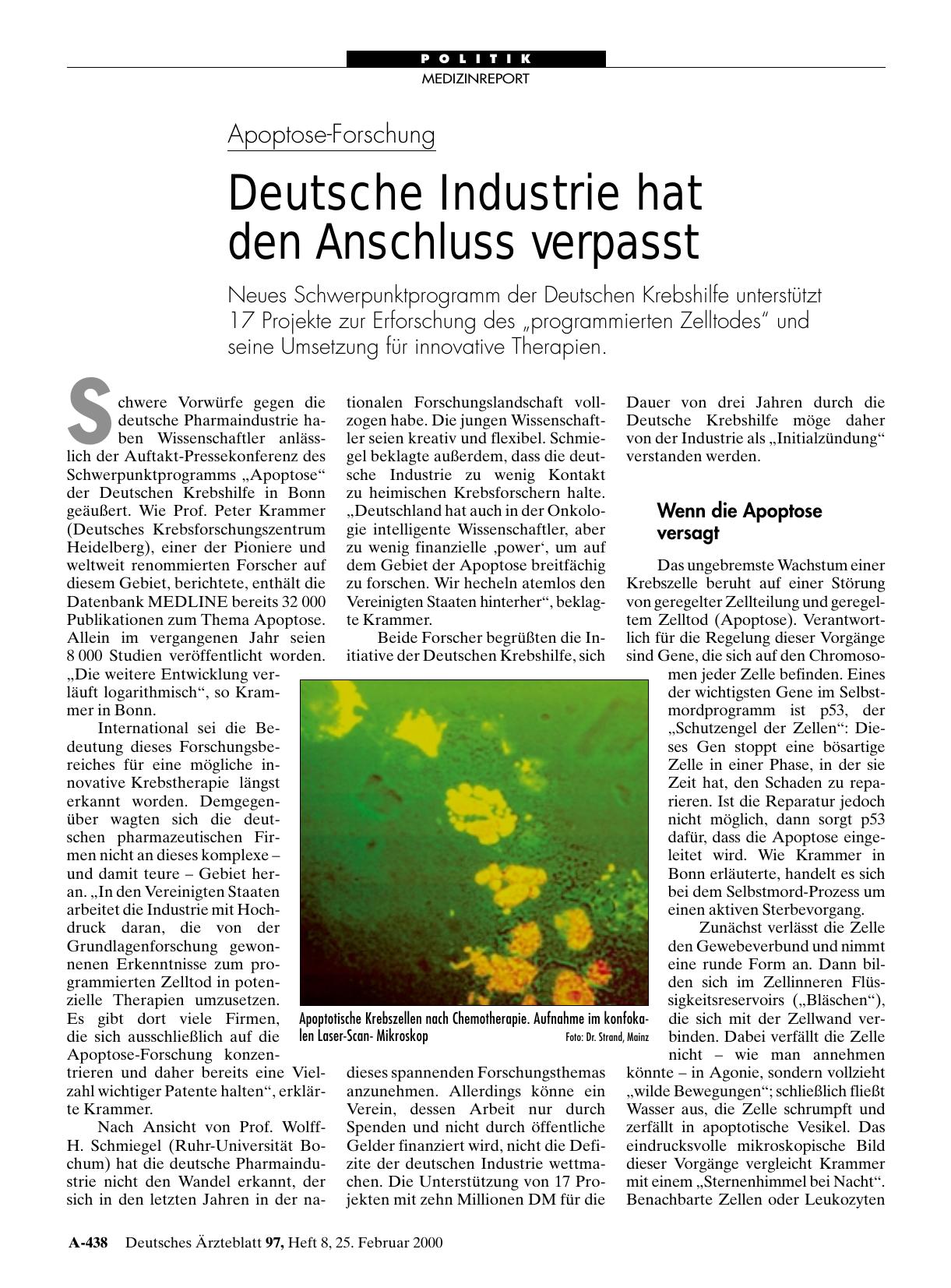 Vorschauseite 1: Apoptose-Forschung: Deutsche Industrie hat den Anschluss verpasst