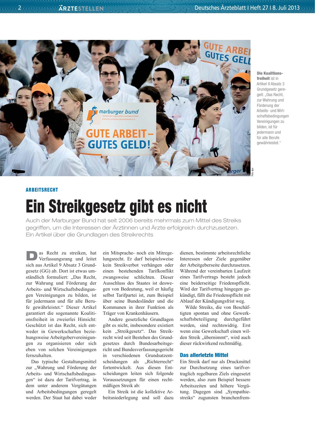 Vorschauseite 1: Arbeitsrecht: Ein Streikgesetz gibt es nicht