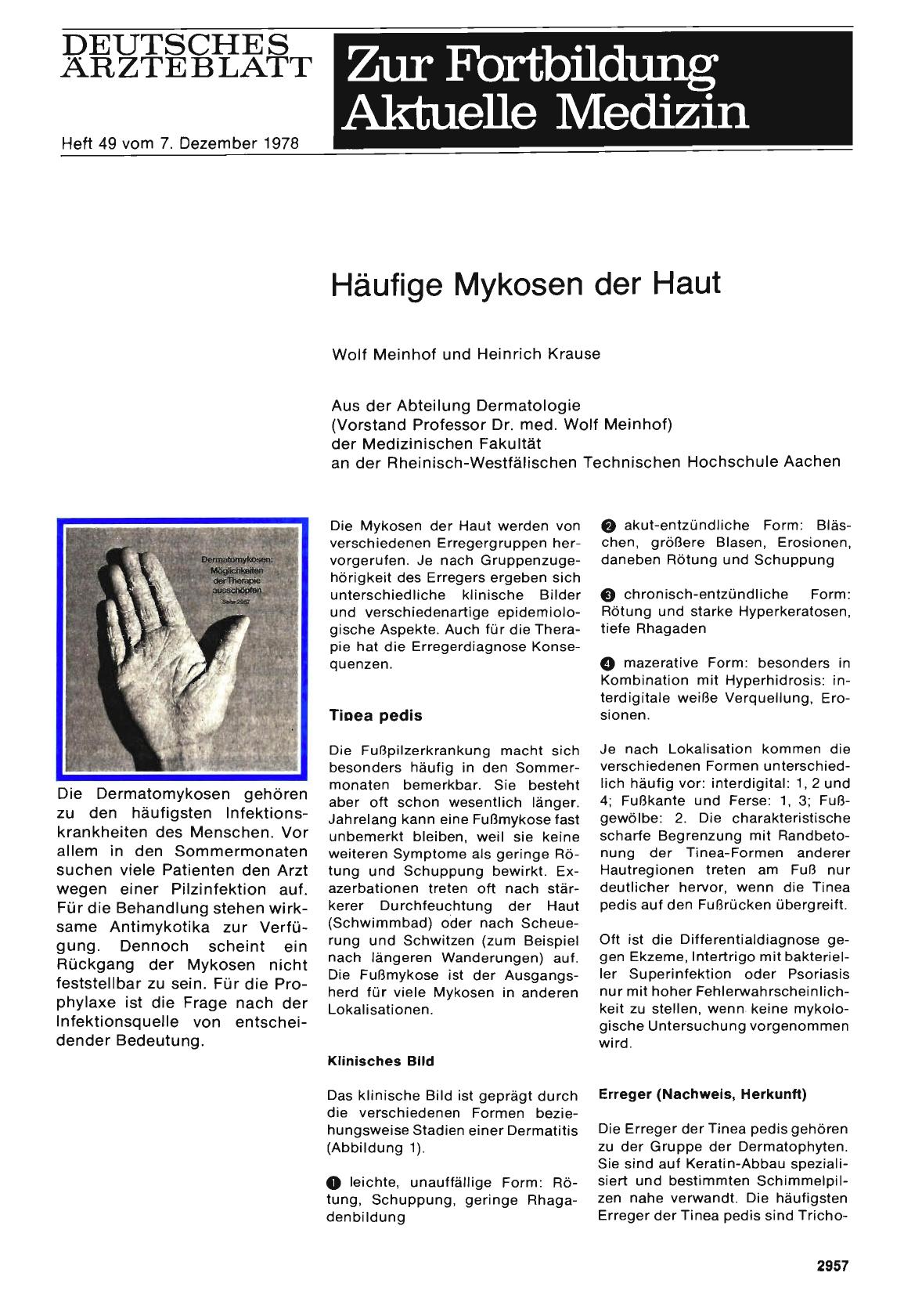 Vorschauseite 1: Häufige Mykosen der Haut