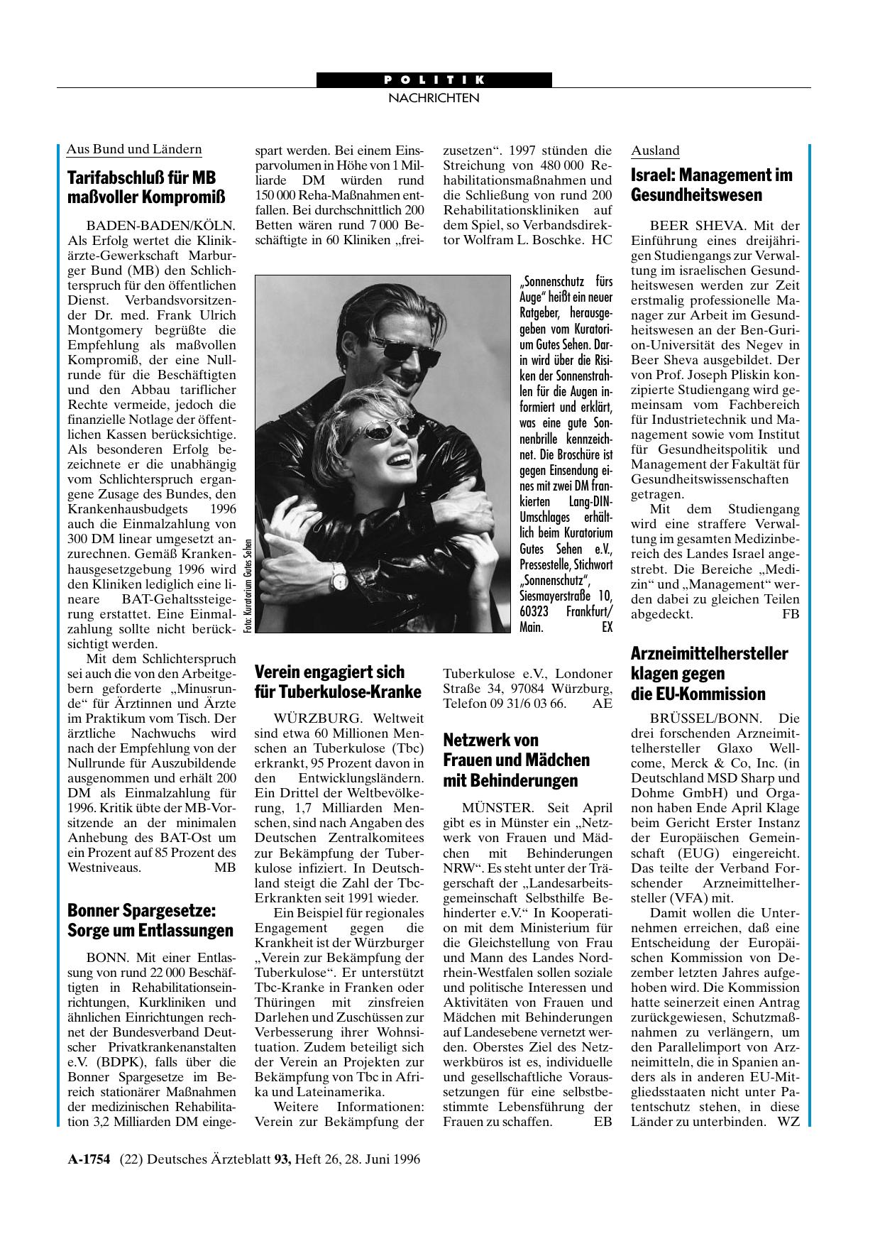 Vorschauseite 1: Ratgeber „Sonnenschutz fürs Auge“