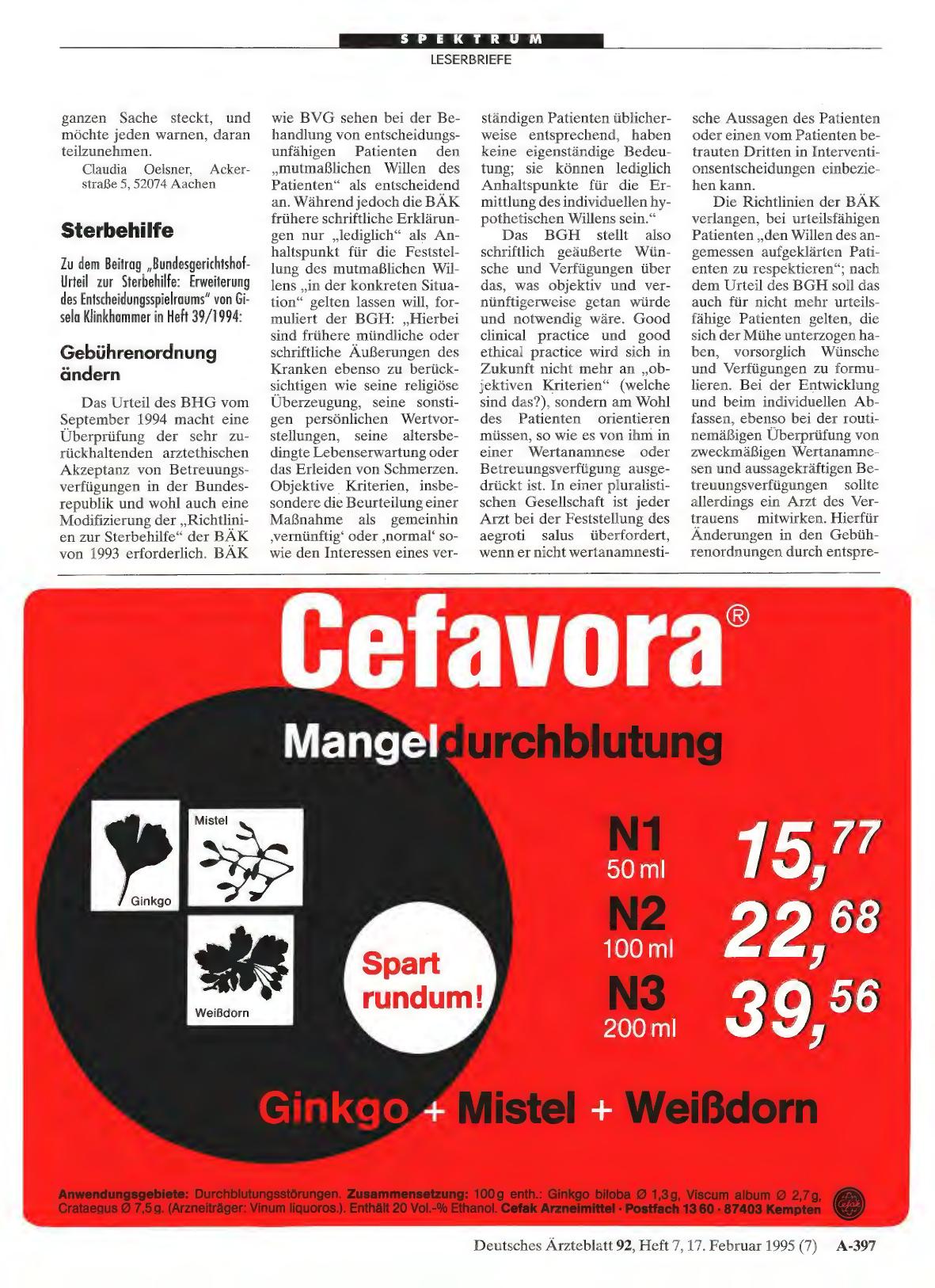 Vorschauseite 1: Sterbehilfe: Gebührenordnung ändern