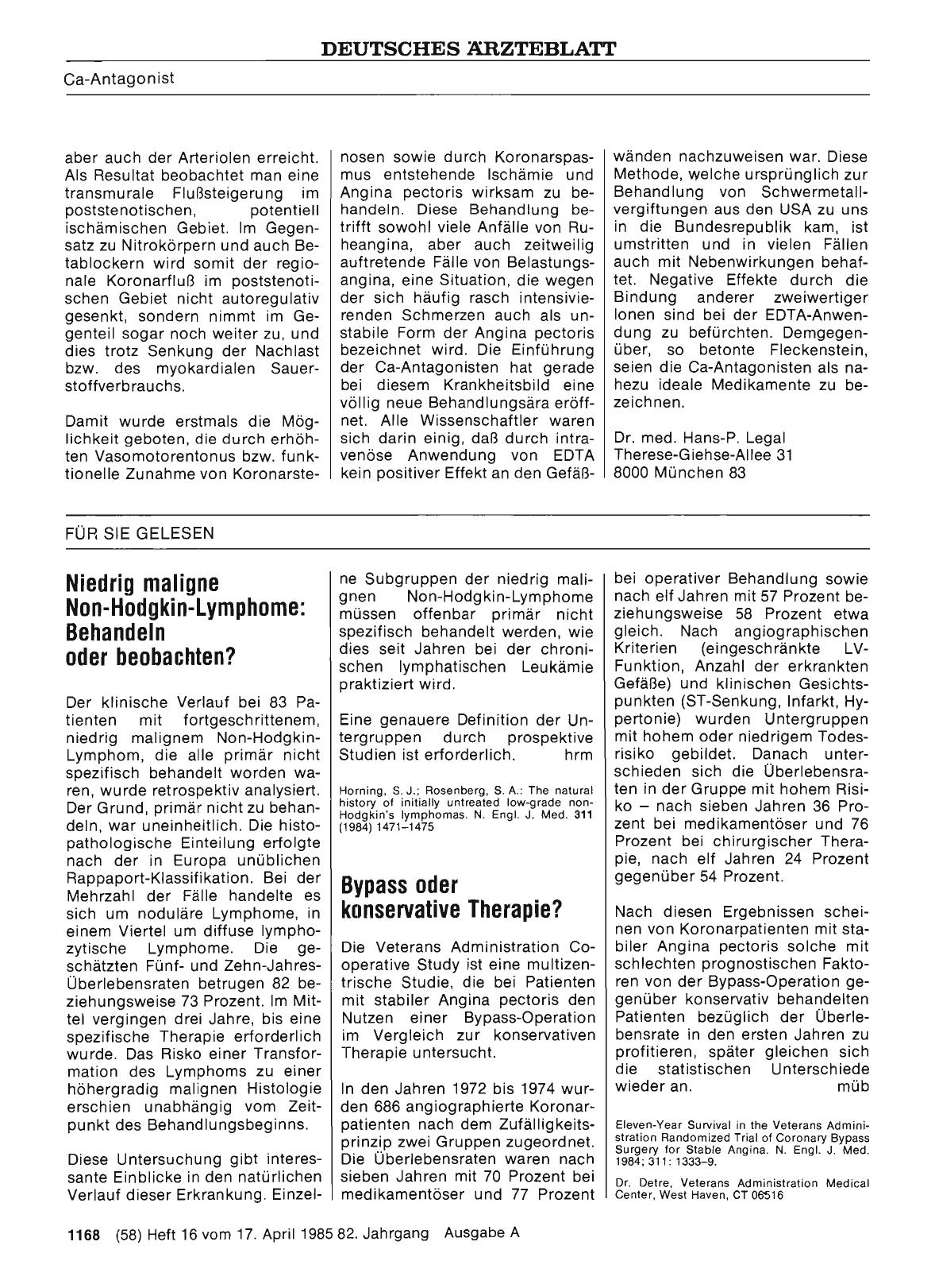 Vorschauseite 1: Bypass oder konservative Therapie?