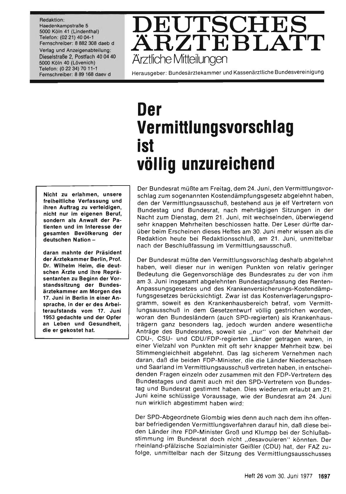 Vorschauseite 1: Der Vermittlungsvorschlag ist völlig unzureichend
