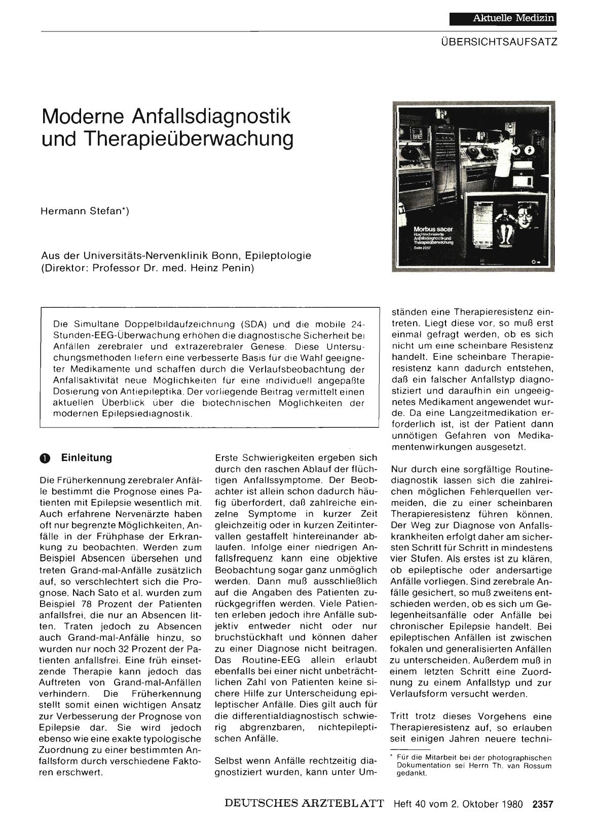 Vorschauseite 1: Moderne Anfallsdiagnostik und Therapieüberwachung