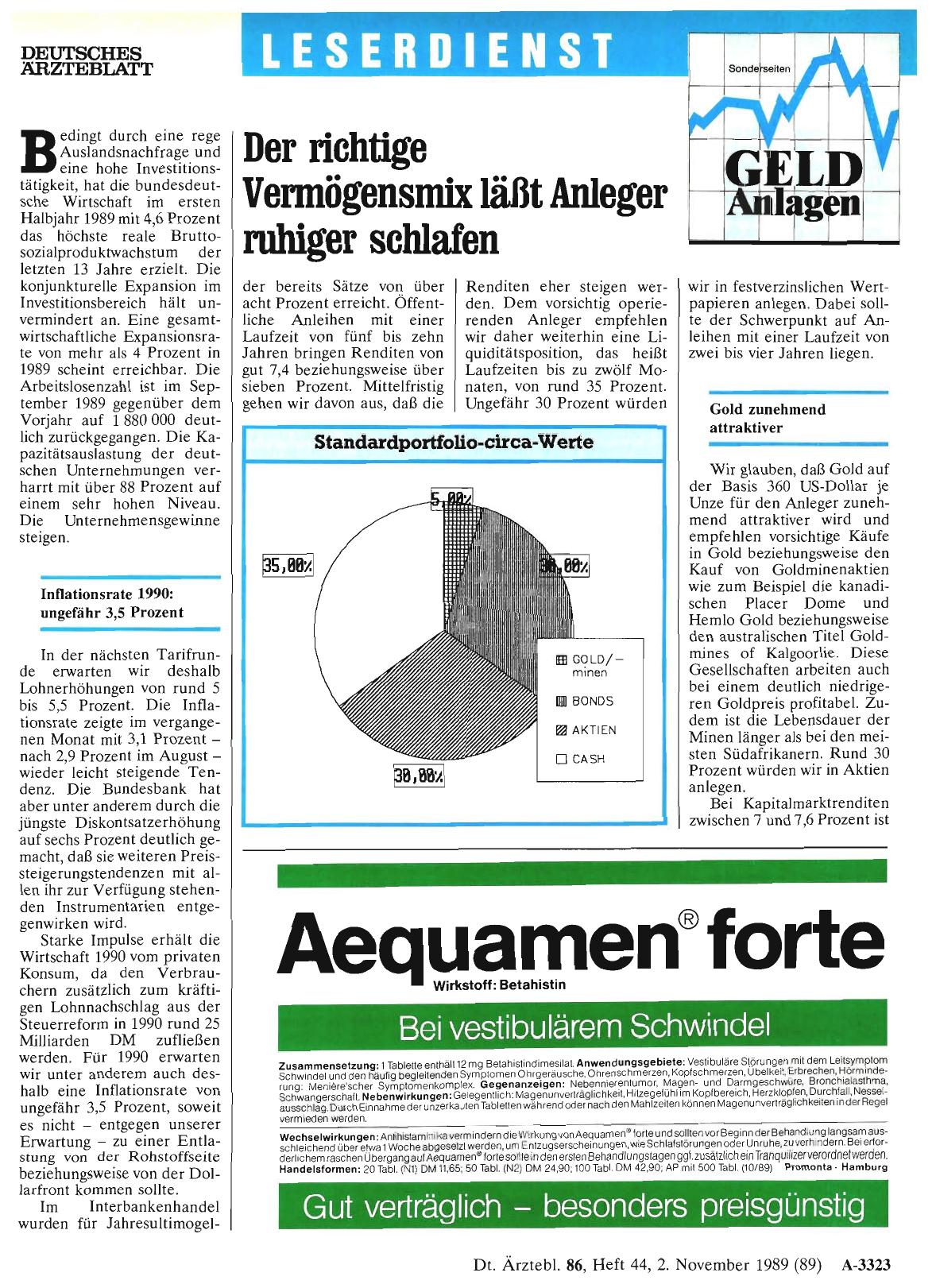 Vorschauseite 1: Der richtige Vermögensmix läßt Anleger ruhiger schlafen
