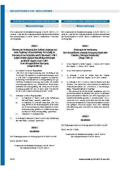 Vorschauseite 1: Änderung der Vereinbarung über ärztliche Leistungen und deren Vergütung im Zusammenhang mit vorläufig zur Erprobung in das Verzeichnis nach § 139e Absatz 1 SGB V aufgenommenen dig…