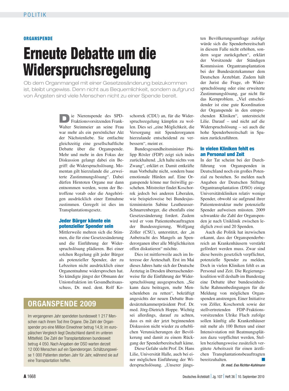 Vorschauseite 1: Organspende: Erneute Debatte um die Widerspruchsregelung